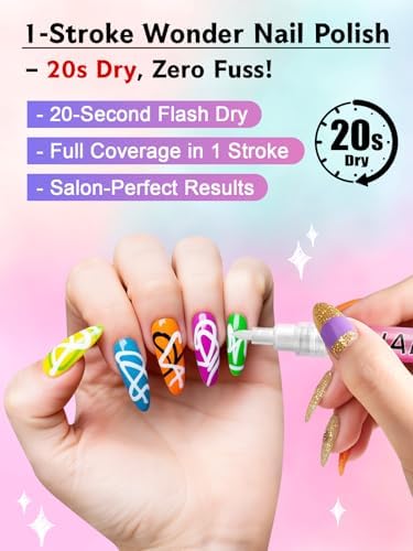 Kalolary 1PCS White Nail Art Pens 0.7mm Nail Polish Pens Quick Dry