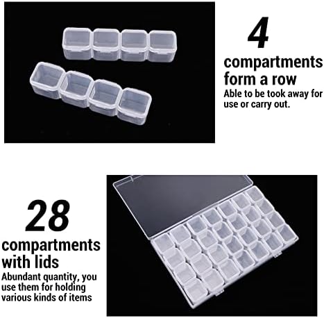 Gem Organizer, Segbeauty Clear Bead Container 28 Compartments with Secure Lids, Removable Tiny Jewelry Storage Box, Transparent Jewelry Organizer for Seeds Craft Making Accessories