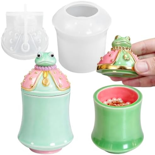 Frog Trinket Jar Silicone Mold, Storage Container Mold with Lid