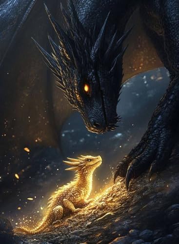 AIBOERL Diamond Art Kits for Adults，DIY Dragon Diamond Painting Wall Decor | Round Drill Dragon Diamond Painting for Beginners DIY Rhinestone 5D Diamond dots(Gemstone Craft)Wall Art Gift 12x16IN
