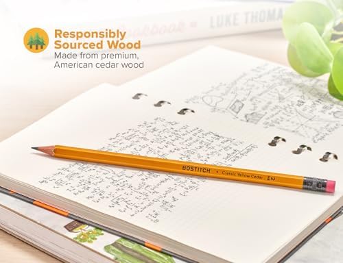Bostitch Office Premium #2 Pencils, American Cedar Wood, Pre-Sharpened, HB Graphite, 60-Pack