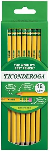Ticonderoga Wood-Cased Pencils, Pre-Sharpened, 2 HB Soft, Yellow, 6 Boxes of 18 Count, 108 Pencils Total