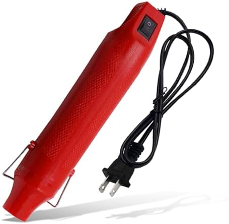 220V 300W Mini Heat Gun, Portable Electric Hot Air Gun with Stand & Power Cord, Handheld Heating Tool for Car Vinyl Wrap, Drying Paint, Epoxy Resin, DIY Embossing(Red)