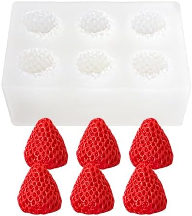 6 Cavity 3D Strawberry Silicone Mold, MINI Strawberry Mold
