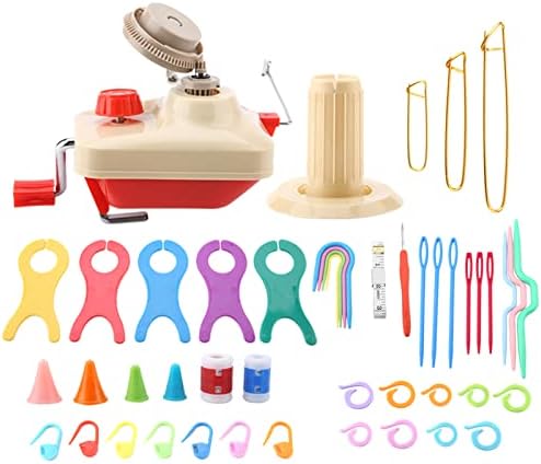 Knitting Wool Winder Kit with Winder Pin Counter Inch Meter, DIY Knitting Tool Set, Essential Weaving Accessories for Home and Studio, Metal and Plastic Winding Device with Multipl