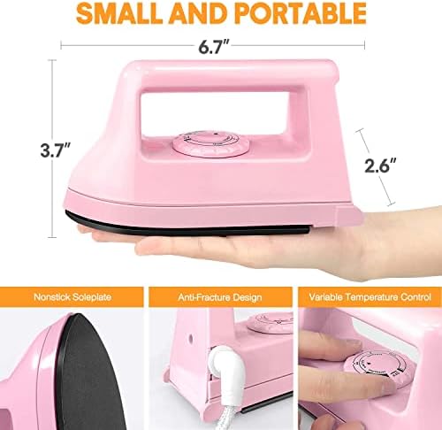 Mini Crafts Iron Handy Heat Press Machine Kit Portable with PVC Doormat for Heat Transfer, Charging Base Accessories for DIY T-Shirt Shoe Bag Vinyl Projects