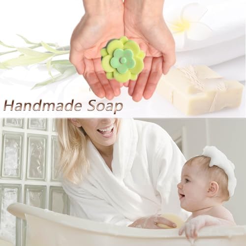 3 Pack Silicone Soap Molds,Flowers&Rectangular shape Soap Mold for Soap Making,Great for Handmade Soaps,Lotion Bars,Chocolate,Moon Cake