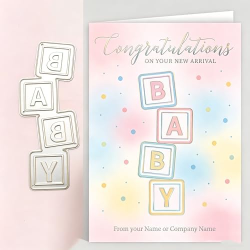 Lapoo Words Cutting Die for Scrapbooking - Durable, Cut Stencils for DIY Scrapbook Photo Album Decorative Paper Card, Card Making Supplies Party Wedding Decorations (Baby Text 3.5 x 1.4 in)