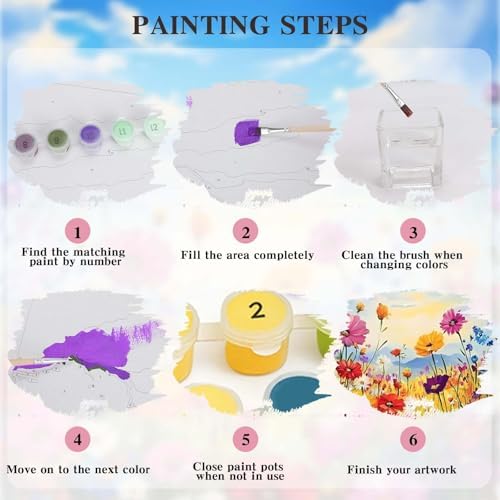 Alptiny Wild Flowers Paint by Numbers Kit for Adults Beginner, Colorful Floral Landscape Paint by Number Kits on Canvas, DIY Flower Oil Painting Kit for Relaxation & Home Decor, 16x20 Inch