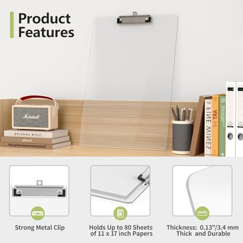 Extra Large Clipboard, 11 x 17 Clear Plastic Drawing Board
