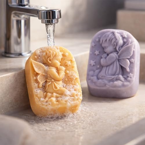 2Pack Angel Silicone Mold Angel Silicone Soap Mold Praying Fairy Baby Design Handmade Soap Mould Resin Silicone Molds Candle Mold for Soap Candle Lotion Bath Bombs Resin Ice Cube Cake Chocolate Candy
