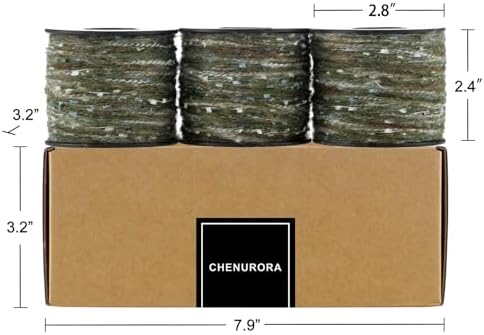 Artisanal Yarn Collection Multifiber Fancy Yarn for Knitting Crocheting Crafts DIY, Set of 3 Rolls(107 Mossy Stone with Silver Flakes)