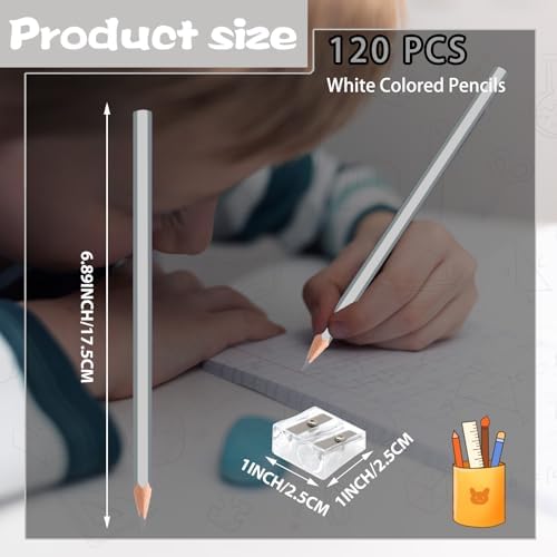 120 Pack Bulk Silver Colored Pencils for Kids, Pre-sharpened Art Pencils Back to School Supplies Set, Drawing Sketching Pencils for Students, Teachers, Classroom