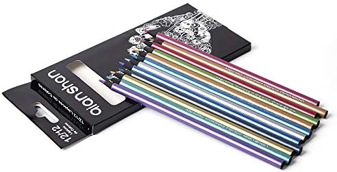 12 Metallic Colored Pencils Oil Based, Pre-sharpened Wooden Color Pencils