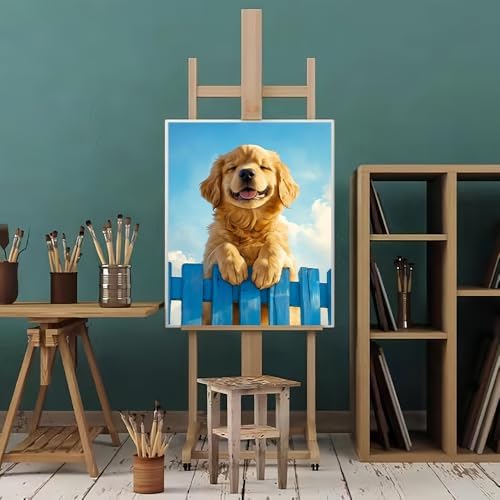 Natuyalo Paint by Numbers for Adults Dog, Paint by Numbers Kit on Canvas for Beginners, Animal Number Painting Set Craft Supplies, 3 Paintbrushes and Acrylic Paint 16x20 inch