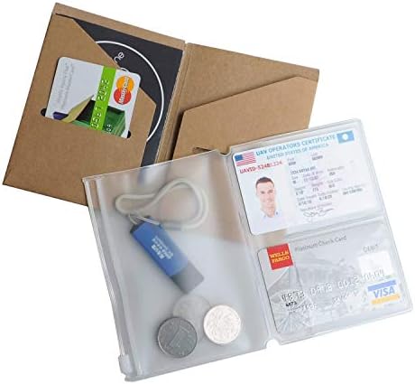 WANDERINGS Clear Zipper Case and Kraft Card Holder for Refillable Travel Journals - 3.5" x 5" (9 x 12.5cm) - Pocket / Passport Size