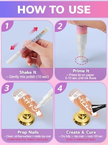 Kalolary 1PCS White Nail Art Pens 0.7mm Nail Polish Pens Quick Dry