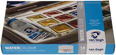 Van Gogh Watercolor Paint Set, 18 Half-Pan and 2 0.33 fl oz Tubes Set
