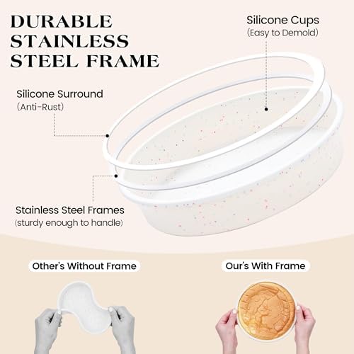 8 inch Silicone Round Cake Pans, Set of 3, Cream