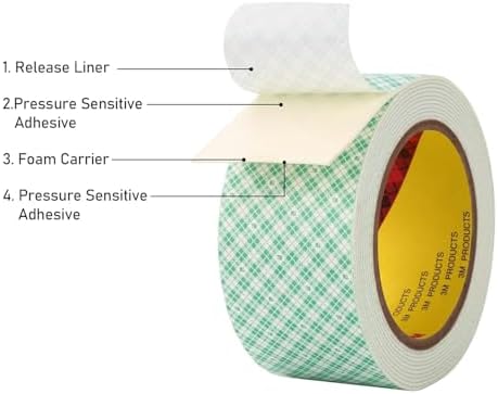 3M Double Sided Foam Tape 2" x 10Ft 2 Pack White
