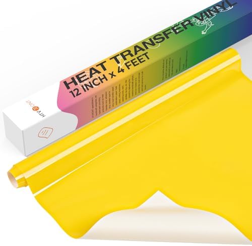 HTVRONT Heat Transfer Vinyl Roll, 12" x 4FT Yellow HTV