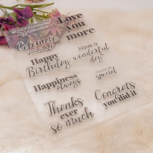 MESYGK Happy Birthday Love You More Thanks Ever So Much Special Clear Stamps Transparent Silicone Stamp Album Cards Rubber Stamp for Card Making Decoration and DIY Scrapbooking
