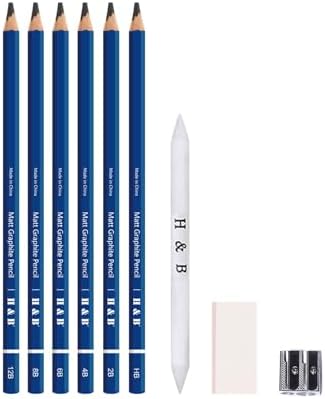 H & B Profession Sketch Pencils 9-Piece, Matte Sketch pencils, Sketch Pencil Set for Drawing, Shading, and Sketching for Beginners, Artists and professional artists
