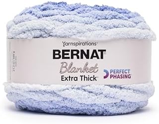 Bernat Blanket Extra Thick Perfect Phasing Chunky Yarn, Electric Blue