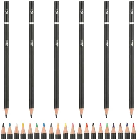 PATIKIL Colored Pencils, Black Color Drawing Pencils with Oil-Based Cores Art Scrapbook Supplies for Adult Coloring Books Artists Beginners Drawing Sketching, 6 Pcs