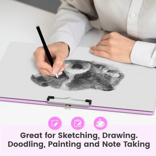 Extra Large 11x17 Clipboards, Plastic Pink Drawing Boards, Horizontal Clip Board, Landscape Layout. Suitable for Watercolor, Sketching, Painting. Art & Drafting Supply(Pack of 6)