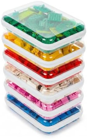 CoiiJoii 6PCS Clear Hard Shell Zipper Case,Portable Cosmetic Bag with Zipper,Kid's Toy Storage Organizer Bins,Hard Plastic Case,Clear Bags for Organizing