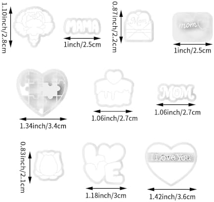 Mother’s Day Polymer Clay Cutters & Stamps Set - 10pcs Sharp & Durable Mom, MAMA, LOVE, Puzzle Heart, Envelope & Cake Shapes for DIY Earring Jewelry Making, Soft Clay Crafts & Holiday Supplies