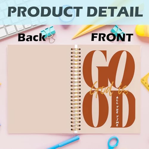 Yhtrg God Is Good Christian Spiral Hardcover Notebook, Orange Brown Inspirational Writing Journal, Religious Faith Prayer Notebook for Bible Study Daily Journaling, 5.5x8.3