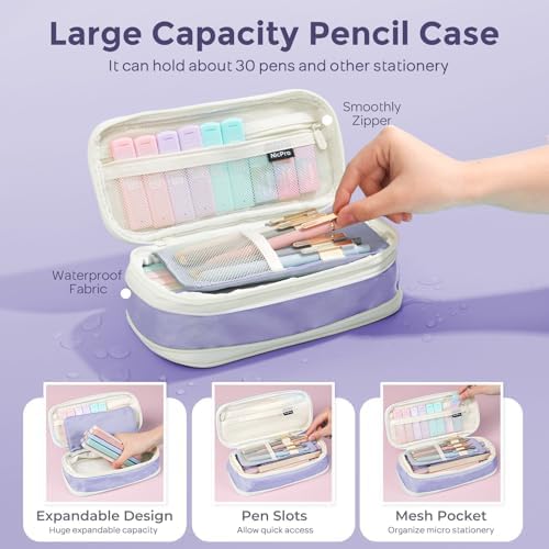 Nicpro School Supplies Stationary Set with Pencil Case, 39 PCS Purple