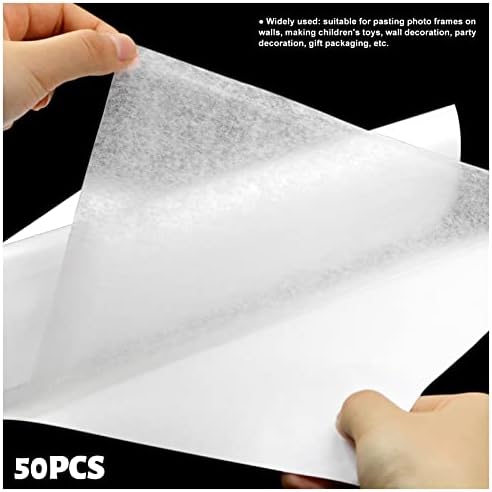 50 Sheets A4 Size 8.3x11.5 Inch Clear Double Sided Adhesive Tape Sheets, Super Strong Sticky Tape, DIY Art, Craft, Home Decorative Tape with White Liner