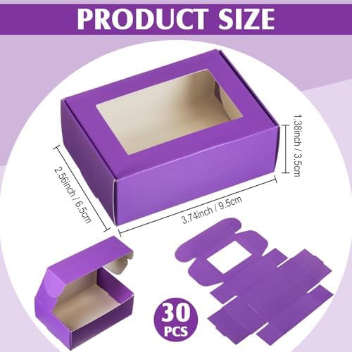 Zonon 30 Pcs Mini Kraft Soap Boxes with Window Homemade,Purple