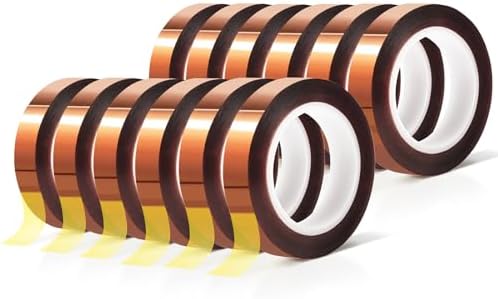 MEBMIK 12 Rolls 10mm x16m(52FT) Heat Tape High Temperature Heat Resistant Tape Heat Transfer Tape for Heat Sublimation Press Vinyl,No Residue