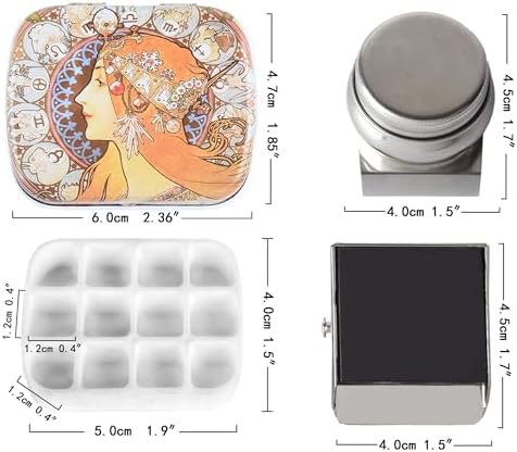 Portable Travel Watercolor Palette, Mini Metal Tin Box,12-Well Empty Tins