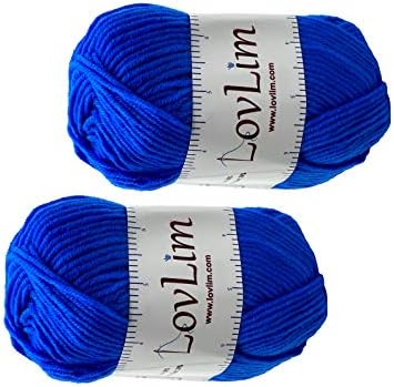Yarn Pack, 2 skeins of 50g Each, Soft Cotton Yarn for Crochet and Knitting, Craft DK Amigurumi Yarn (Royal Blue)