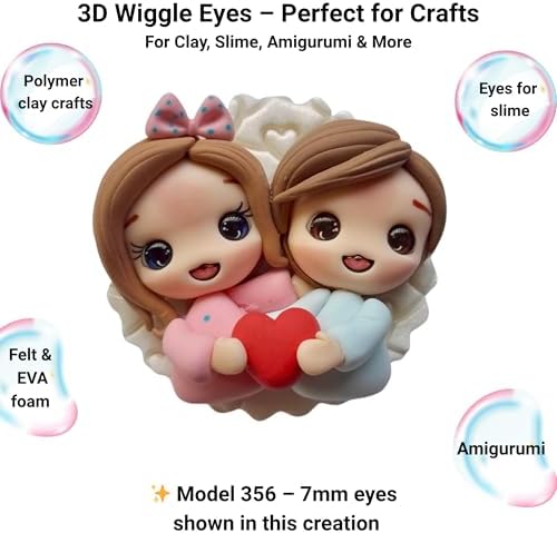 3D Resin Doll Eyes – 7mm Self-Adhesive Craft Eyes (24 pcs / 12 Pairs) – Realistic Cabochon Eyes for Amigurumi, Dolls, Polymer Clay, Cold Porcelain, Felt & DIY Crafts (Assorted Iris Colors)