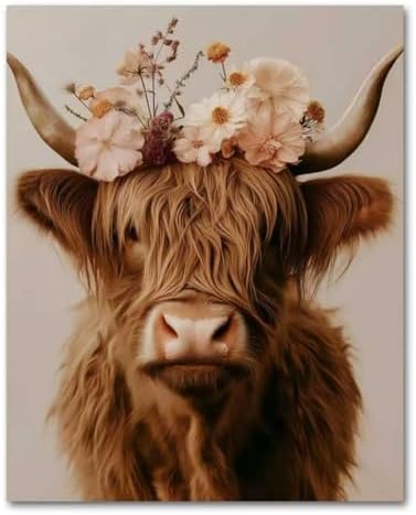 ICYANART Cow Paint by Numbers Kit for Adults, Adult Paint by Number Kits | Lighthouse Paint by Number for Adults Beginners, Acrylic Painting by Numbers, Easy Paint by Numbers for Gift Home Decor