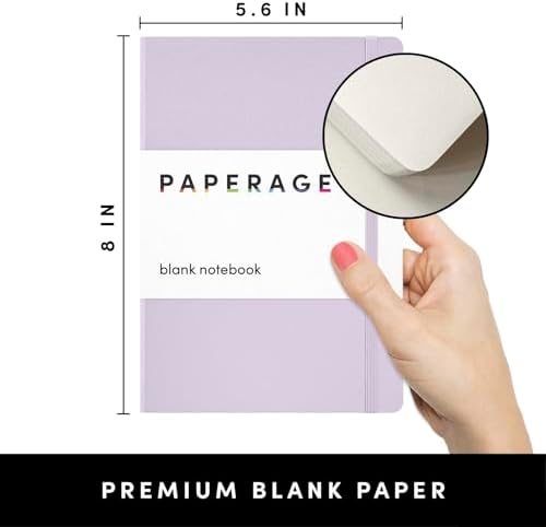 PAPERAGE Junk Journal & Scrapbook Kit, Hardcover Blank Journal Notebook, 20 Patterned Papers, 8 Sticker Sheets, 20 Die-Cut Shapes, 2 Washi Tapes & Tape Roller, Creative Journaling Supplies - Lavender