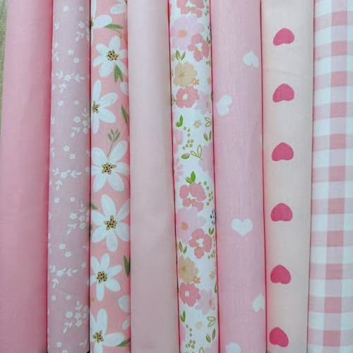 9.8" x 9.8"(25 * 25CM) Cotton Fabric DIY Making Supplies Quilting Patchwork Fabric Fat Quarter Bundles DIY for Quilting Cotton Patchwork Cushions (8pcs Love Flowers, 9.8" x 9.8")