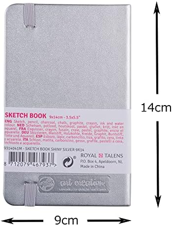 Talens Art Creation T9314-041M 403638 Talens Art Creation Sketchbook, Drawing Notebook, 3.5 x 5.5 inches (9 x 14 cm), Shiny Silver, 4.9 oz/yd² Thick, Fine Acid-Free Paper, 80 Sheet Bound