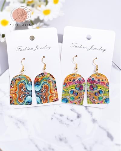 Puocaon Abstract Clay Transfer Paper - 20 Sheets Polymer Clay Transfer Sheets for Earrings Featuring Colorful Abstract Ink Art, Transfer Paper for Polymer Clay Jewelry