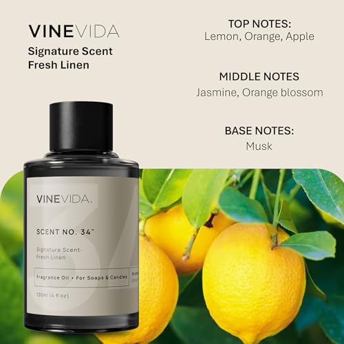 VINEVIDA [4oz] Fresh Linen Fragrance Oil for Candle Making and Soap Making - Premium Candle Scents for Soy Candles