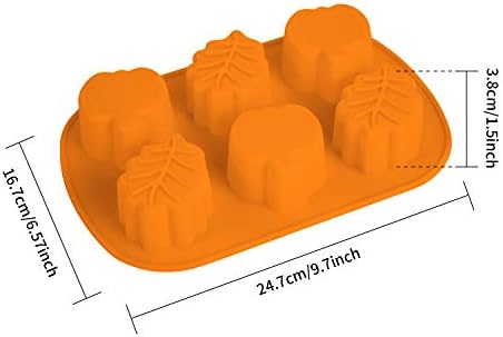 Patelai 2 Pcs Fall Silicone Molds, Pumpkin Maple Leaf, 3D, Orange