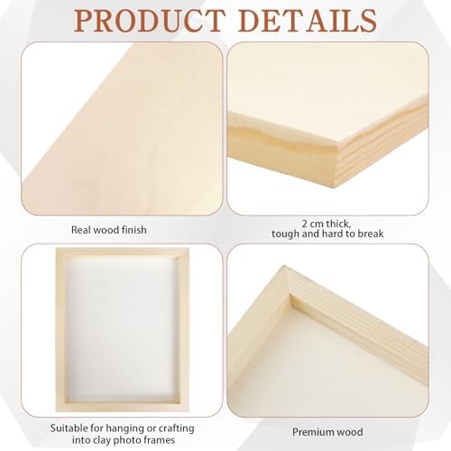 12 Pcs Wood Panels 8 x 10 inch Unfinished Wooden Canvas Board for Painting Arts Pouring Oils Acrylics