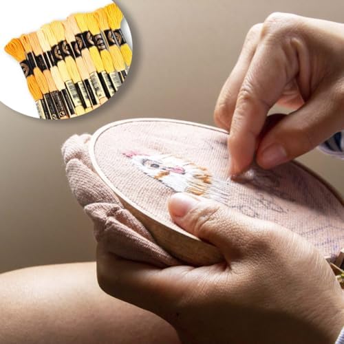 12 Skeins 6 Strands Yellow Embroidery Thread for Hand Sewing