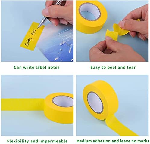 Feeke Colorful Masking Tape,Decorative Colored DIY Tape for Arts & Crafts, Labeling or Coding - Art Supplies for Kids - 12 Different Color Rolls, 1 Inch x 16 Yards, Small